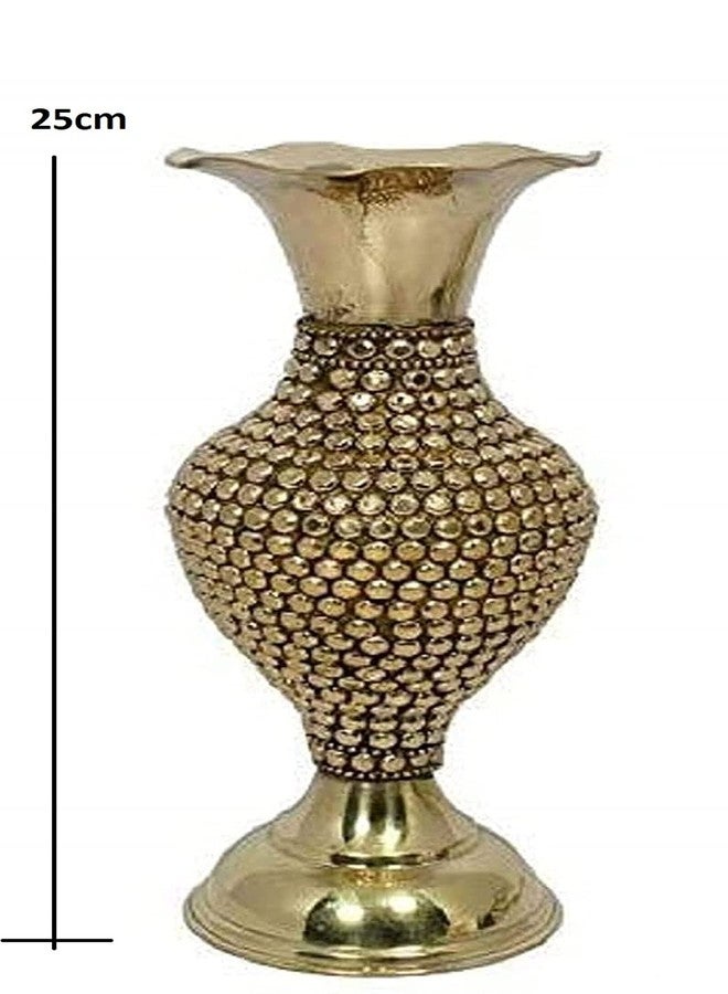 سكاي ووكر مزهرية زهور معدنية من سكاي ووكر مع خرز يدوي (25 × 10.5 سم، ذهبي) - Image 2